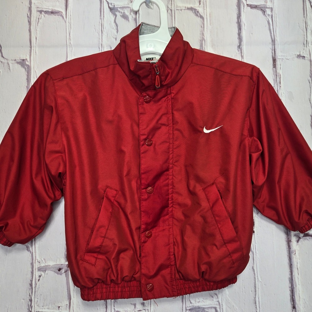 Vintage Nike Windbreaker Jacket Red Embroidered Logo Vintage Style Kids Size 4